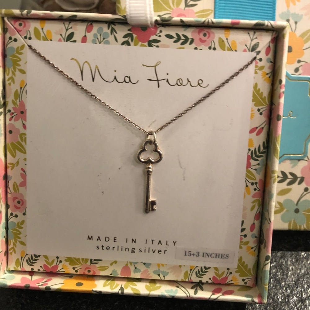 Sterling silver key necklace